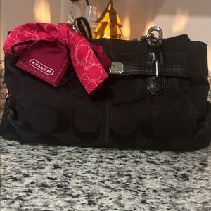 Coach Black Bag with Red Accent